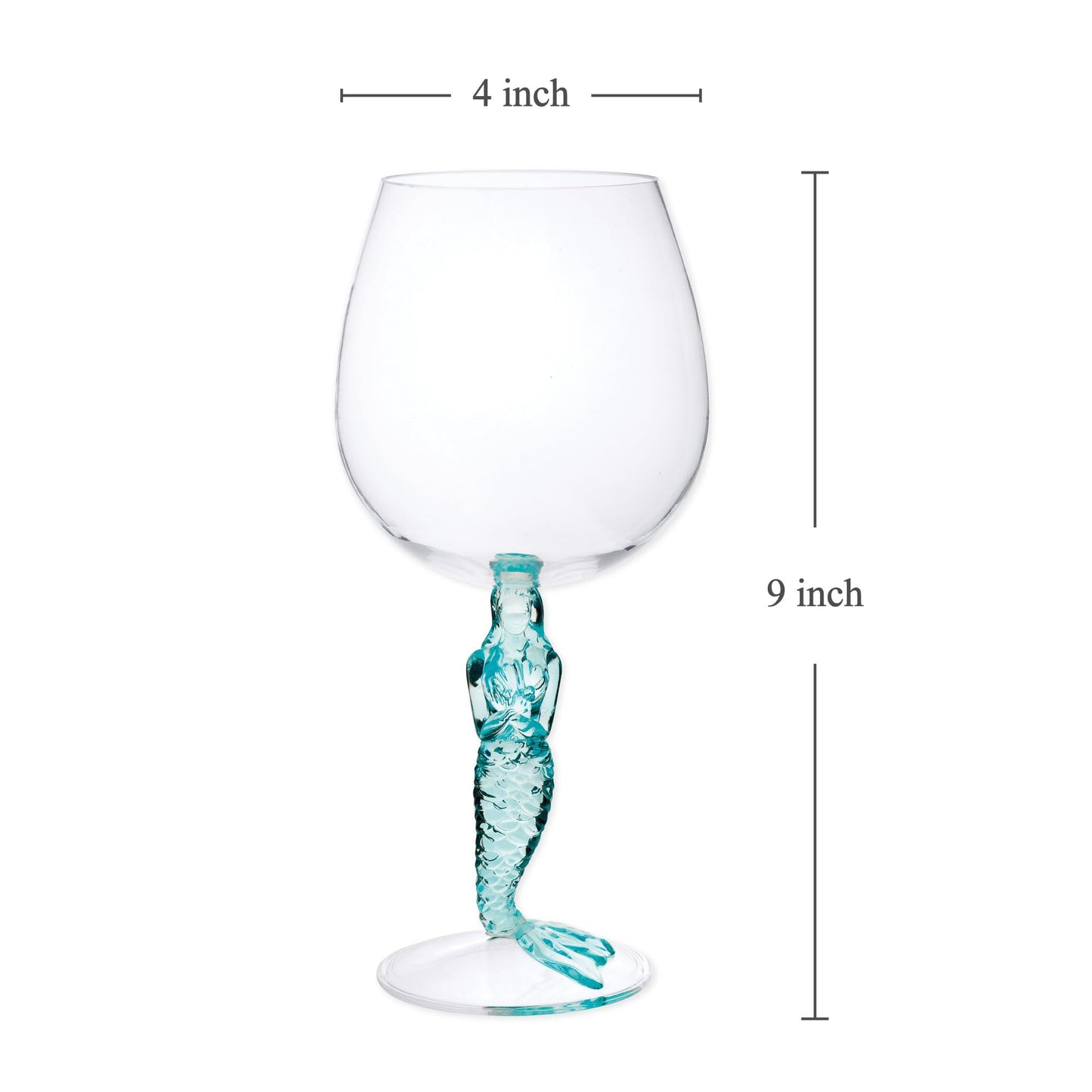 Mermaid Stem Wine Glasses, Shatterproof Acrylic Glass 17 oz, Set of 2