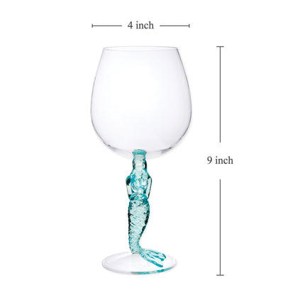 Mermaid Stem Wine Glasses, Shatterproof Acrylic Glass 17 oz, Set of 2