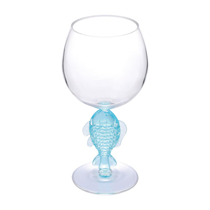 Mermaid Stem Wine Glasses, Shatterproof Acrylic Glass 17 oz, Set of 2