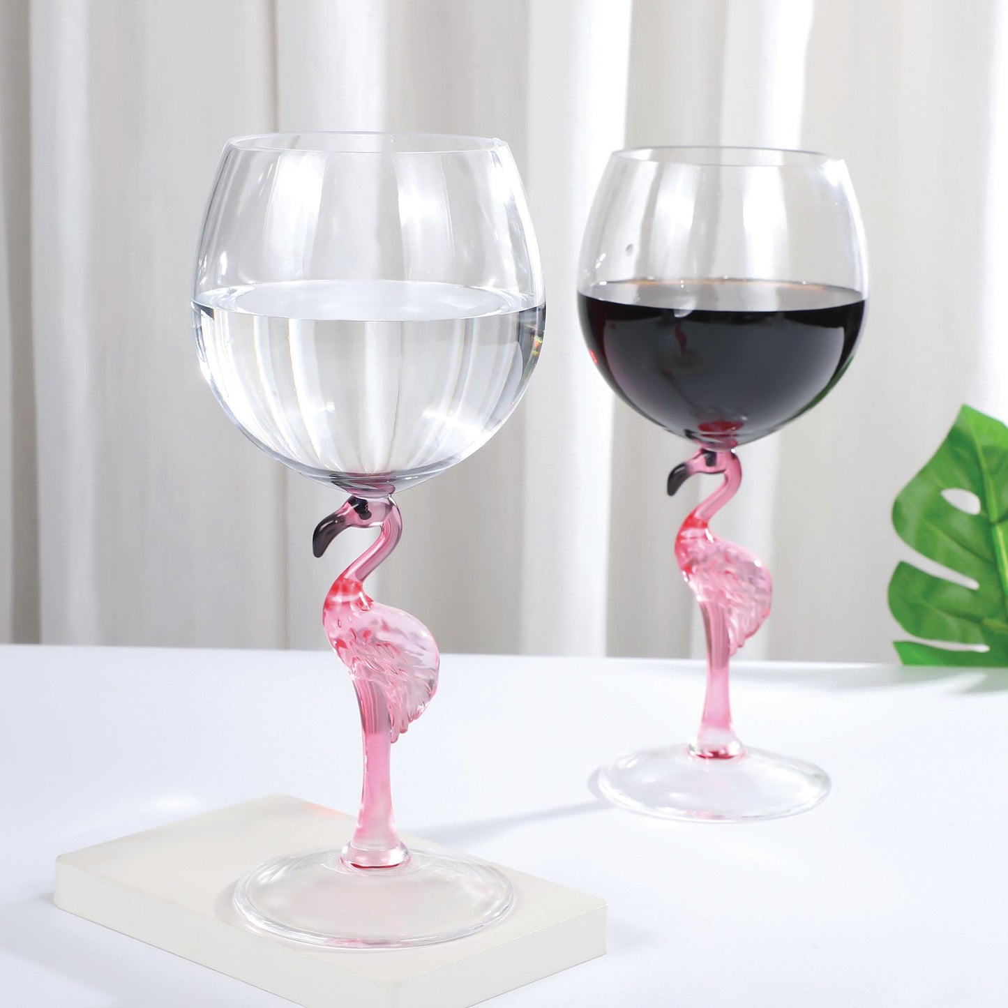 Mermaid Stem Wine Glasses, Shatterproof Acrylic Glass 17 oz, Set of 2