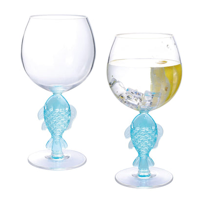 Mermaid Stem Wine Glasses, Shatterproof Acrylic Glass 17 oz, Set of 2