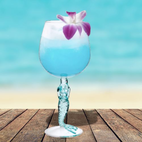 Mermaid Stem Wine Glasses, Shatterproof Acrylic Glass 17 oz, Set of 2